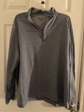 Johnston & Murphy Light Blue Heathered Zip-Neck Sweater